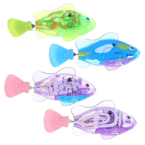 BAZEITFLOW 4 Stück Schwimmender elektrischer Fisch Roboterfisch Schwimmspielzeug Futterspender Haustier für Katzen katzenspielzeug Katze Molar Innenkatze Abs von BAZEITFLOW