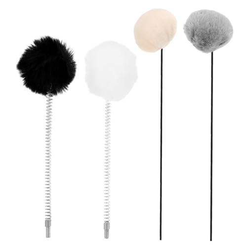 BAZEITFLOW 4 Stück Teiliges Elastische Hänge Katzenspielzeuge mit Plüschbällen Interaktive DIY Kratzbaum Zubehör für Indoor Katzen Fördert Jagd und Spielverhalten Einfach Anzubringen von BAZEITFLOW