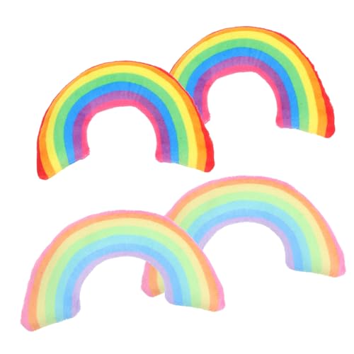 BAZEITFLOW 4 Stück Teiliges Katzenkissen mit Natürlicher Katzenminze Weiches Atmungsaktives U förmiges Nackenstützkissen in Buntem Regenbogen Design Fördert Tiefen Schlaf und Entspannt von BAZEITFLOW