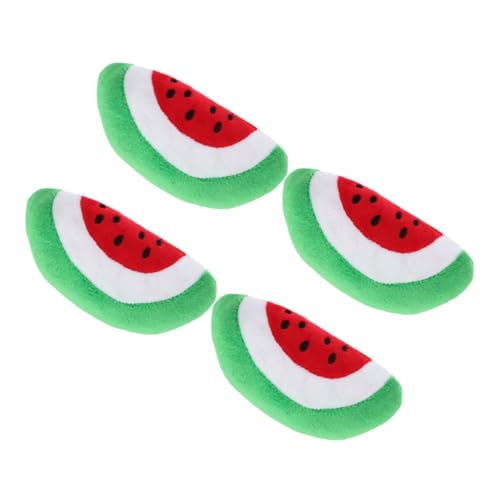 BAZEITFLOW 4 Stück Teiliges Plüsch Kauspielzeug für Hunde Wassermelonendesign Interaktives Beißspielzeug mit Quietschfunktion Robust und Langlebig Fördert Zahnreinigung und Aktivität Geeignet von BAZEITFLOW