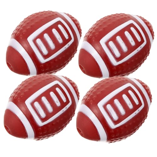 BAZEITFLOW 4 Stück Teiliges Rugby Ball Hundespielzeug mit Quietscher Interaktives Outdoor Kauspielzeug für Welpen und Hunde Robustes Beißspielzeug zur Zahnpflege und Beschäftigung Fördert von BAZEITFLOW