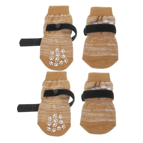 BAZEITFLOW 4 Stück rutschfeste Atmungsaktive Hundesocken aus Verschleißfestem Baumwollmaterial Wärmeisolierend und Pfotenschützend Passend für Kleine Hunde Verbessert Traktion Glatten Böden von BAZEITFLOW
