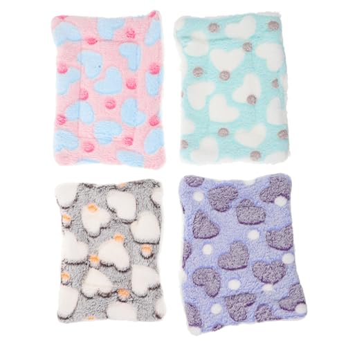 BAZEITFLOW 4Stücke Teiliges Kleintier Fleece Pad Warmes Schlafkissen für Hamster Meerschweinchen Waschbar Bequem für Wintertage von BAZEITFLOW