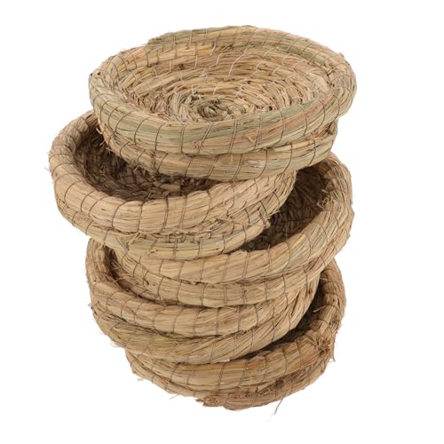 BAZEITFLOW 5 Stück Handgefertigtes Nest aus Stroh für Kleintiere und Vögel Natürliches Schlafpad und Legenest Komfortables Kleines Häuschen für Kaninchen Tauben und Hühner Für Garten und von BAZEITFLOW