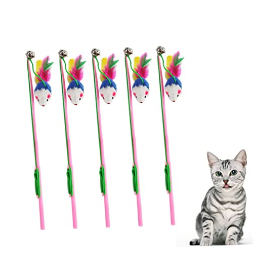 BAZEITFLOW 5 Stück Teiliges Bunte Plüsch Mäuse Katzenspielzeug mit Glocke Interaktiver Katzenangel Stick für Kätzchen Fördert Aktivität und Bindung Lebensecht und Zufällige Farbe BAZEITFLOW 5 Stück Teiliges Bunte Plüsch Mäuse Katzenspielzeug mit Glocke Interaktiver Katzenangel Stick für Kätzchen Fördert Aktivität und Bindung Lebensecht und Zufällige Farbe von BAZEITFLOW