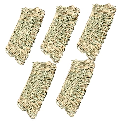 BAZEITFLOW 5 Stück Teiliges Handgewebte Kaninchen Grasmatte Atmungsaktive Kühlmatte für Kleine Haustiere Wie Hamster Meerschweinchen und Kaninchen Natürliche Futtermatte und Schlafunterlage von BAZEITFLOW