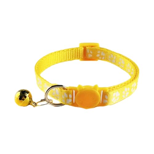 BAZEITFLOW 5 Stück Teiliges Katzenhalsband mit Glocke Verstellbar Langlebiges Material Modisches Haustierzubehör für Kätzchen und Katzen in Gelb Schwarz Himmelblau Hellgrün von BAZEITFLOW
