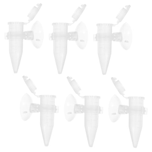 BAZEITFLOW 6 Stück Automatischer Shrimp Feeder aus Kunststoff mit Saugnapf Transparenter Aquarium Futterautomat Wiederverwendbar Einfach zu Reinigen für Garnelen und Kleine Fische Geeignet von BAZEITFLOW