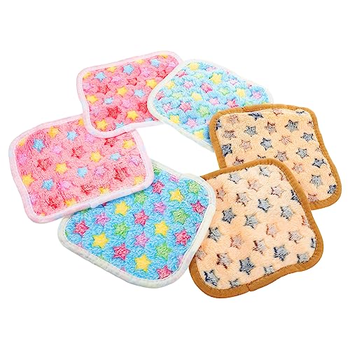 BAZEITFLOW 6 Stück Hamster Matten aus Korallenfleece Wärmende Schlafunterlage für Meerschweinchen und Kleine Nager Blau Rosa Camel für Täglichen Gebrauch und von BAZEITFLOW