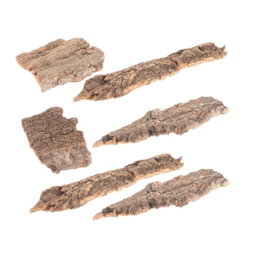 BAZEITFLOW 6 Stück Teiliges Reptilien Terrarium Korkrinden Mittelgroße Natürliche Baumrinde Robust und Wasserneutral für Terrarien Aquarien Schildkrötenbecken Lebensechte Kletterplattform und von BAZEITFLOW