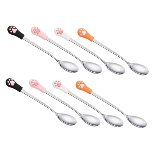 BAZEITFLOW 8 Stück Teiliges Katzenfutter Löffel mit Katzenpfoten-design Langlebige Pet Food Can Spoon für Nassfutter Vielseitiger Futterlöffel für Katzen und Hunde Kompakt und Leicht zu von BAZEITFLOW