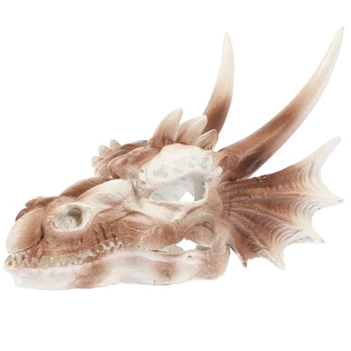 BAZEITFLOW Aquariendekoration Aquarium Fischversteck Höhle Aquarienkühler Garnelen Unterschlupf Dino schädel Wasserlandschaft Einsiedlerkrebsschalen mittel bis groß Fischtankdekoration Harz von BAZEITFLOW