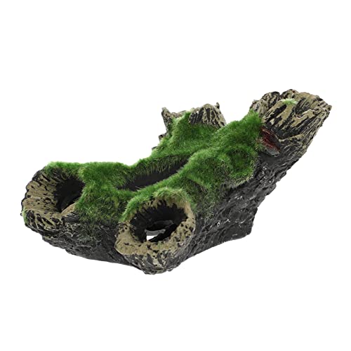 BAZEITFLOW Aquarium Dekoration Resin Baumhöhle mit Moos Fisch Versteck Höhle Aquarium Ornament Natürliche Landschaft für Süß und Sicher für Fische von BAZEITFLOW