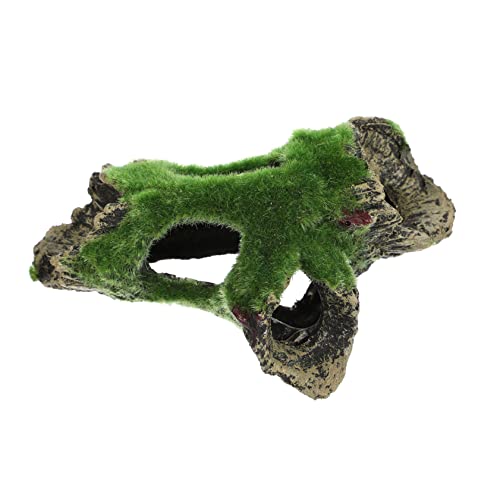 BAZEITFLOW Aquarium Versteck Höhle Deko mit Moos Ornament Resin Fisch Tank Baumhöhle Versteck Natürliches Fischversteck für Ausruhen Züchten im Aquarium von BAZEITFLOW
