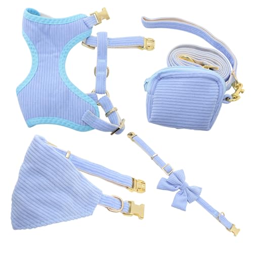BAZEITFLOW Atmungsaktives Hundegeschirr Set für Kleine Hunde Weste Brustgeschirr Leichtes Hundeleinen Halsband Set Komfortabel Sicher Einfach Anzulegen für Spaziergänge und Training von BAZEITFLOW