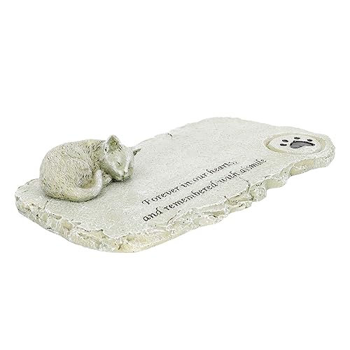 BAZEITFLOW Cat Memorial Stone aus Langlebigem Harz Wetterfeste Grabsteinskulptur für Draußen Niedliche DIY Haustier Gedenkfigur für Garten und Katzengrab mit Gravur von BAZEITFLOW