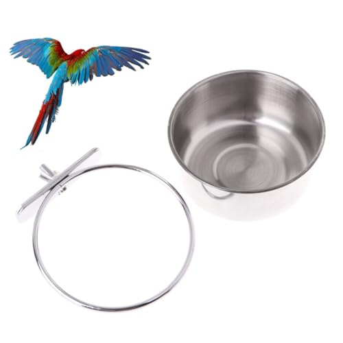 BAZEITFLOW Edelstahl Futter Wassernapf für Papageien Kleintiere Langlebige Futterschale Einfacher Reinigung Geeignet für Vogelkäfig und Kleine Vogelarten von BAZEITFLOW