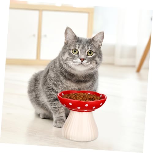 BAZEITFLOW Erhöhter Keramik Katzennapf Pilzform Katzenfreundlich für Empfindliche Schnurrhaare Ergonomisch Breites Design für Bessere Haltung und Verdauung Stilvolle Futterschale für von BAZEITFLOW