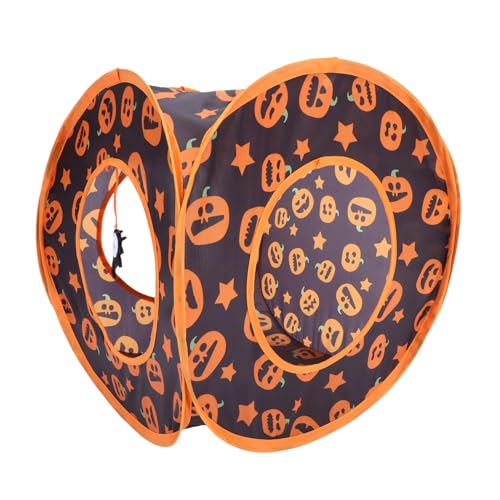 BAZEITFLOW Faltbarer Katzen Spieltunnel Halloween aus Strapazierfähigem Polyester Interaktives Kätzchenspielzeug für Indoor Hauskatzen Kompakt und Leicht zu Verstauen für Chinchillas und von BAZEITFLOW