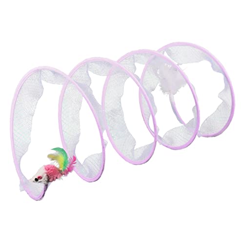 BAZEITFLOW Faltbarer Katzentunnel Guck-Guck Katzen interaktive Spielzeuge Katze hüpfend interaktives katzenspielzeug Interactive cat Toy Tunnel- Tunnel für Katzen Stahldraht Violet von BAZEITFLOW