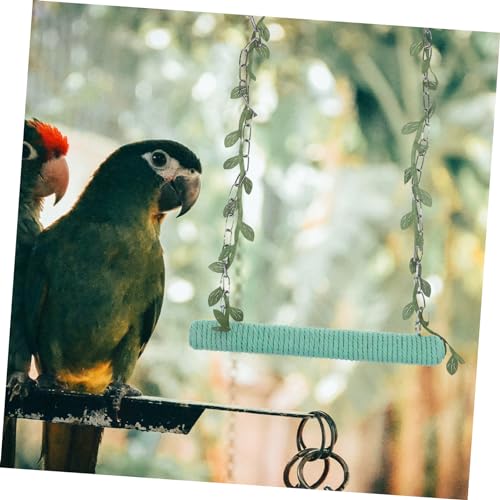 BAZEITFLOW Hängende Holz Vogelschaukel mit Baumwollseil Natürlicher Papageien und Wellensittichspielplatz Robustes Kauspielzeug Dekoratives Vogelkäfig Zubehör für Spielende Vögel von BAZEITFLOW