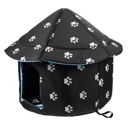 BAZEITFLOW Halbgeschlossenes Katzenbett Warmes Haustier Schlafzelt aus Plüsch Für Katzen und Kleine Hunde Waschbares Winterfestes Katzenhaus mit Stil in S von BAZEITFLOW