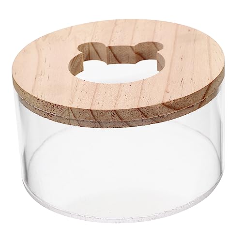 BAZEITFLOW Hamster Badewanne mit Holzdeckel Wiederverwendbare Transparente Sandbadkiste für Kleine Haustiere für Chinchillas und Hamster Langlebig und Pflegeleicht Fördert von BAZEITFLOW