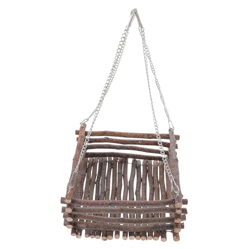 BAZEITFLOW Hamster Hängematte Holz mit Edelstahlkette Langlebiges Kleintier und Schlafplatz Atmungsaktiv Geeignet für Zwerghamster Mäuse Chinchillas Kaninchen Käfigzubehör von BAZEITFLOW