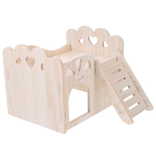 BAZEITFLOW Hamster Holzhaus aus Natürlichem Holz Kleines Meerschweinchen Versteck Stabiles Nagerhaus für Hamster und Chinchillas Langlebiges Spiel Schlafhaus für Kleine Haustiere von BAZEITFLOW