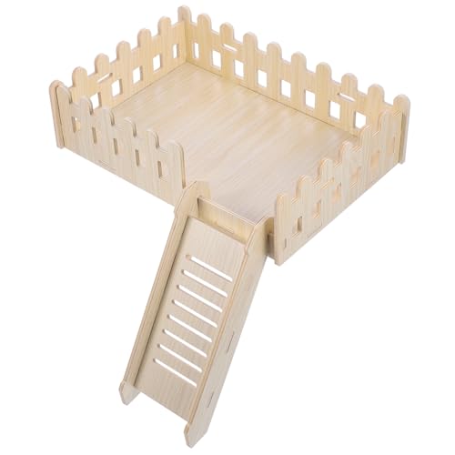 BAZEITFLOW Hamster Holzplattform mit Kletterleiter Beißfeste Spielplattform für Hamster und Meerschweinchen Stabile Holzleiter als Käfigzubehör für Kleintiere Fördert Bewegung und von BAZEITFLOW