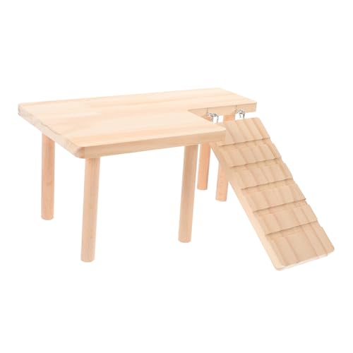 BAZEITFLOW Hamster Kletterplattform Holzleiter für Zwerghamster und Meerschweinchen Zweistöckige Natürliche Holzplattform zur Käfigdekoration und Bewegungsspielzeug Platzsparend und Stabil von BAZEITFLOW