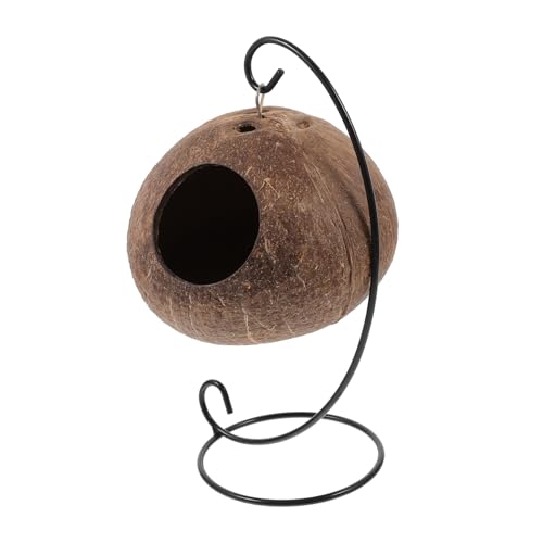 BAZEITFLOW Hamster Nest Kokosnussschale Hängendes Kleintierhaus mit Kissen Hamster Rückzugsort Geeignet für Meerschweinchen und Kleine Haustiere Einfach zu Montieren Robust und Natürlich von BAZEITFLOW