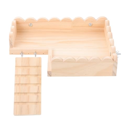 BAZEITFLOW Hamster Plattform Holz mit Leiter Kleintier Spielplatz für Meerschweinchen und Chinchilla Stabile Kletterplattform für Käfig Installieren Glatte Oberfläche Großes Spiel und von BAZEITFLOW