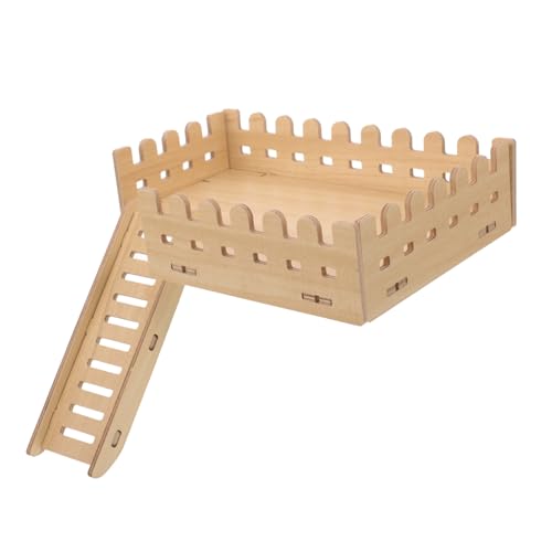 BAZEITFLOW Hamster Plattform aus Massivem Holz mit Leiter Stabile Kletter Ruhefläche Robust und Glatt Geeignet für Zwerghamster Meerschweinchen und Kleine Nagetiere Vielseitiges Käfigzubehör von BAZEITFLOW