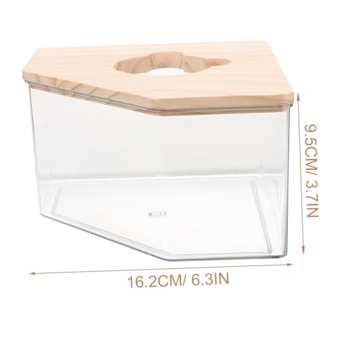 BAZEITFLOW Hamster Sandbad Box Transparent mit Holzabdeckung Sandkasten für Hamster Chinchilla Gerbil Kleintier Badezimmer Beobachtungsbox Sandbad Behälter für Kleine Haustiere von BAZEITFLOW