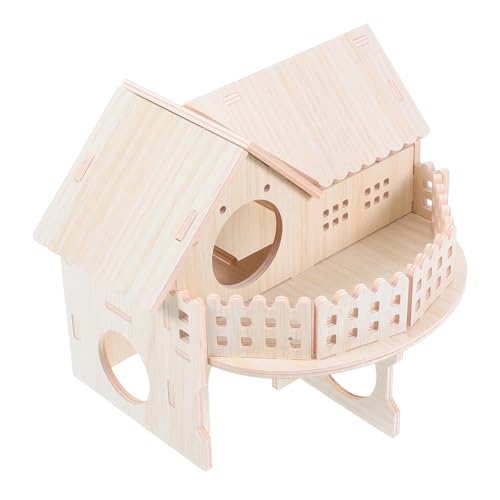 BAZEITFLOW Hamsterhütte Hamsterkäfig DIY Mini Holzhaus Kit Hamster Mini Bett Kabine Hamster Heim Hamster Aktivitätszentrum Hamster Unterschlupf Hamster Holzhaus von BAZEITFLOW