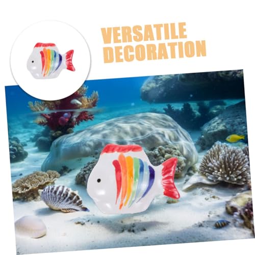 BAZEITFLOW Handbemalte Keramische Schwimmende Fischfigur mit Bunten Streifen Naturnahe Aquarium-Dekoration für Teich Feengarten und Unterwasser-szenerien Vielseitig Einsetzbar Lebensechter von BAZEITFLOW