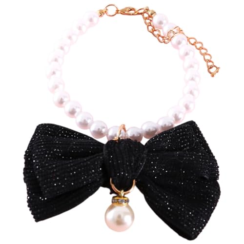 BAZEITFLOW Haustier-Schleifenhalsband Katzenhalsband Hochzeit Rosa empfindliches Kätzchenkragen Name Perlen Zubehör für Haustierketten entzückendes hundehalsband Halskette Plastik von BAZEITFLOW