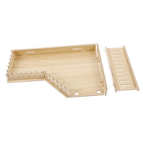 BAZEITFLOW Holz Hamster Plattform mit Leiter Stabile Kletter und Spielplattform für Kleintiere für Hamster Rennmäuse und Meerschweinchen Sicheres Zubehör für Käfige von BAZEITFLOW