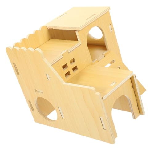 BAZEITFLOW Holz Hamsterhaus Versteck mit Leiter Atmungsaktives Kleintierhaus für Meerschweinchen und Hamster DIY Bemalbar Langlebiges Geruchloses Spiel und Schlafhaus für Kleine Haustiere von BAZEITFLOW