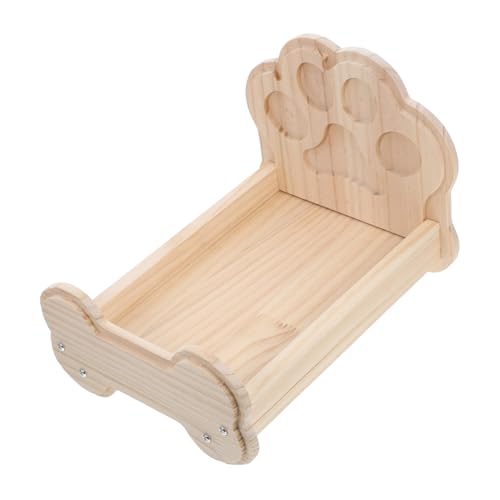 BAZEITFLOW Holz Kaninchenbett Holz Haustierbett Kleine Tiere Bett Für Kaninchen Hasen Meerschweinchen Kätzchen Welpe Schlaf Lebensraum Beige von BAZEITFLOW