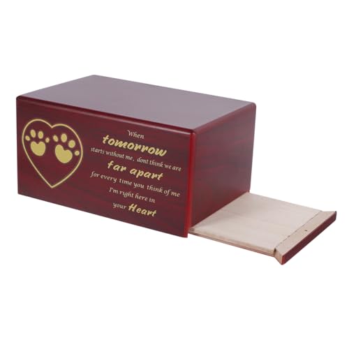 BAZEITFLOW Holz Peturne für Tierasche Langlebige Tierurne aus Holz in Rotbraun Cremation Casket für Hunde und Katzen Gedenkvolle Aschebox als Tröstendes Andenken von BAZEITFLOW