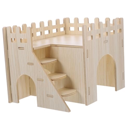 BAZEITFLOW Holzversteck für Ratten und Hamster aus Robustem Naturholz Verschleißfestes Nagerhaus mit Sicherem Rückzugsort Häuschen für Meerschweinchen Kaninchen und Kleine Nager Langlebiges von BAZEITFLOW
