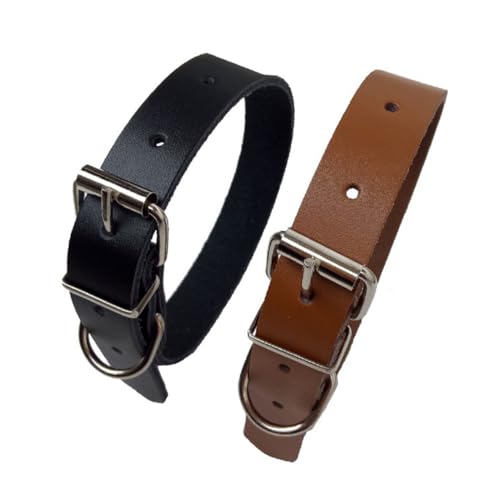 BAZEITFLOW Hundehalsband aus Rindsleder Verstellbar Strapazierfähig Design Bequem für Kleine und Mittelgroße Hunde Schwarz Welpentauglich von BAZEITFLOW