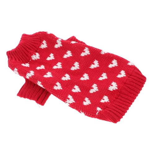 BAZEITFLOW Hundepullover für Kleine Hunde Gestrickt mit Herzmuster Atmungsaktiv und Bequem Warmer Acrylpullover für Winter Modisch und Anschmiegsam Passend für Kleine bis Mittelgroße Hunde von BAZEITFLOW