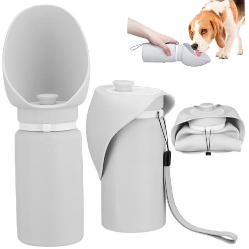 BAZEITFLOW Hundetrinkflasche Auslaufsicher Wasserspender mit Push Button für Outdoor Reisen und Welpen Trinknapf Unterwegs von BAZEITFLOW