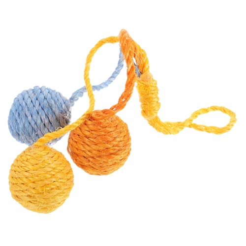 BAZEITFLOW Interaktives Katzenspielzeug Sisal Kratzball Hängender Mehrfarbiger Spielball für Kleine Katzen Fördert Spielspaß und Training Einsamkeit und Langeweile von BAZEITFLOW