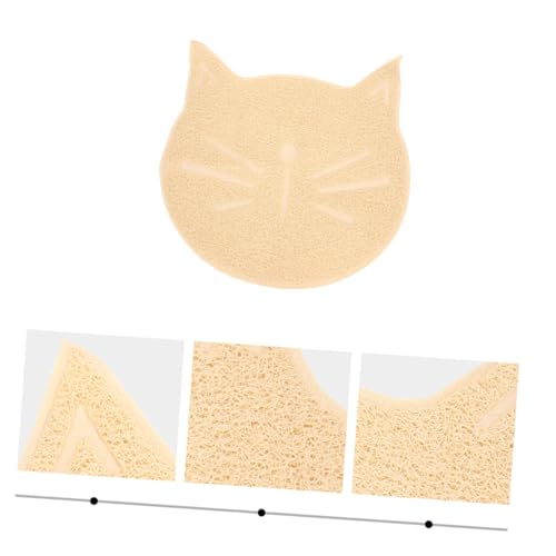 BAZEITFLOW Katze Katzenklo Matte Katzenmatte Futterunterlage mit Niedlichem Katzenkopfdesign Langlebige Umweltfreundliche und Trittschutzmatte für Katzenpfoten für Tägliche Haustierfütterung von BAZEITFLOW