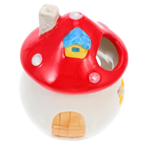 BAZEITFLOW Keramik Hamster Versteck Haus mit Pilzdesign Kleines Kleintier Schlafnest Sicherer Rückzugsort und Dekoratives Haustier Nest für Zwerghamster und Kleine Nagetiere von BAZEITFLOW