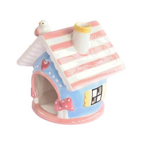 BAZEITFLOW Keramik Hamsterhaus Hamsternest mit Cartoon Design Langlebiges Leichtes Haustierversteck für Zwerghamster und Chinchillas Vielseitiges Schlaf und Ruhehaus in Rosa von BAZEITFLOW